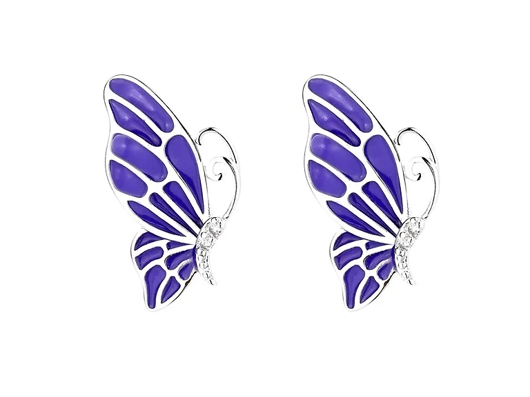 Violet Sterling Silver Butterfly Earrings