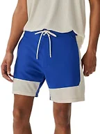 Outdoor Voices Men’s Solarcool 6” Beach Boardshort, Lightweight Quick-Drying Swim Short with Drawstring Waist, Breathable Stretch Fabric, Beach & Swimshort for Men, Deep Ultramarine/Milk Stone, Medium