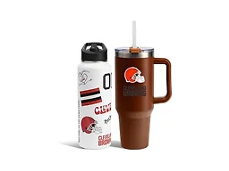 The Memory Company Officially Licensed 34oz Team Spirit Water Bottle and 46oz Game Day Tumbler with Straw Set, Cleveland Browns