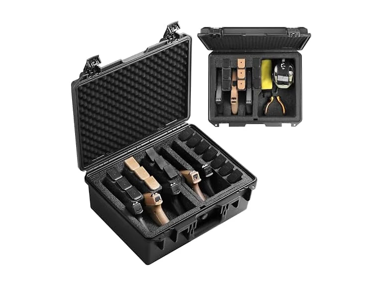 Waterproof Pistol Case 5 Guns 3+2 Layout