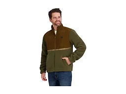 Billabong Mens Full Zip Mock Neck Sherpa Jacket, Brown, L
