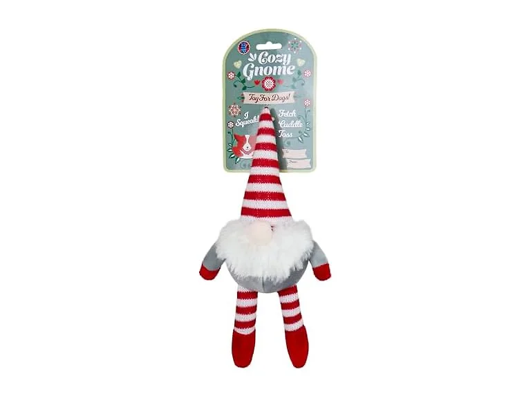 Bow Wow Pet Xmas Knitted Gnome Plush Dog Toy