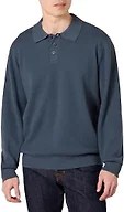 Amazon Essentials Men's Relaxed-Fit Knit Polo Sweater, 100% Cotton, Navy, Medium