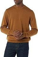 Amazon Essentials Men's Cable Knit Long-Sleeve Crewneck Sweater, 100% Cotton, Big & Tall Options Available, Toffee Brown, Medium
