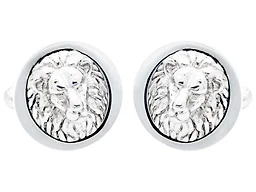 Blackjack Jewelry S-BJC80 Stainless Steel Lion Cufflinks Silver 