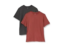 Amazon Essentials Men's Active Quick Dry Moisture Wicking Tech Stretch Lightweight Short-Sleeve T-Shirt, Pack of 2, Heather Graphite/Henna, X-Small