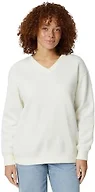Amazon Essentials Women's Oversized V-Neck Fleece Pullover Sweatshirt, Cream, Large