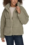 Levi's Women's Long Length Patchwork Quilted Teddy Coat, Seafoam Shortie, Large
