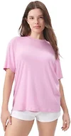Florence by Mills Women's Cozy Crush Short Sleeve Boyfriend Tee, Hot Pink, Medium