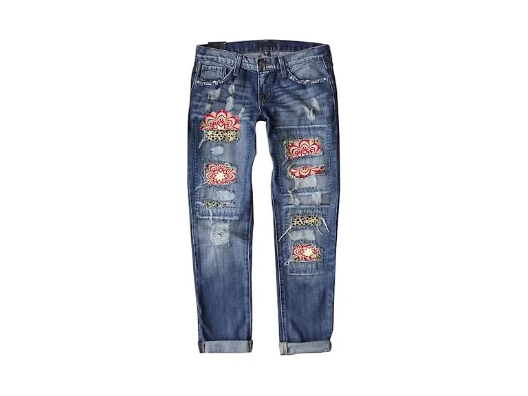 Astylish Women (M) Ripped Straight Leg Mid Pants
