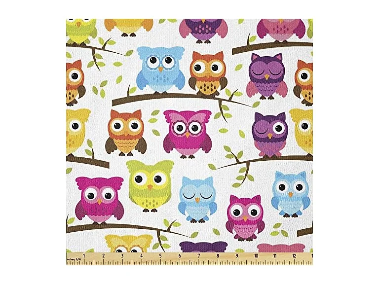 Lunarable Owls Fabric by The Yard, Owls