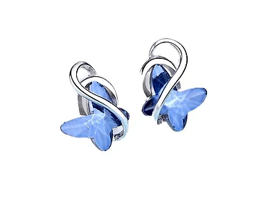Silver Butterfly Crystal Studs