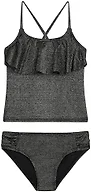 Sparkle Solid Flounce Tankini