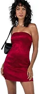 Princess Polly Ramie Strapless Mini Dress Burgundy Low Impact