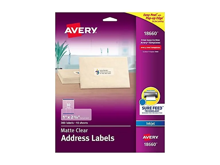 Avery Avery Matte Clear Address Labels, 5 Pack