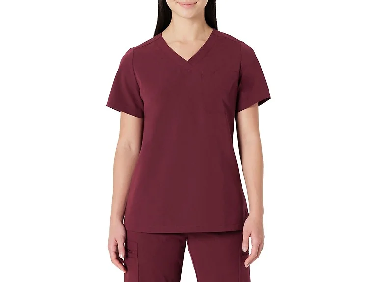Amazon Basics Women (XXL) Scrubs Top Burgundy