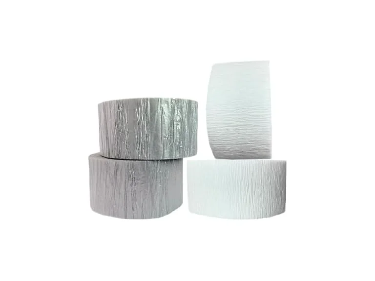 White and Silver Metallic Crepe Paper