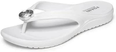 Skechers Women's FOAMIES Bay Breeze - Bejeweled, White, 9
