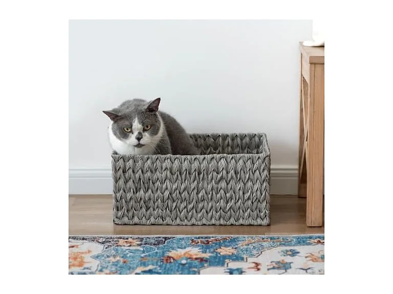 Suptinwear Large Wicker Storage Basket for Organizing Grey