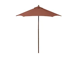 7.5-Foot Wood-Grained Steel Market Patio Umbrella with Push Lift in Brick Polyester