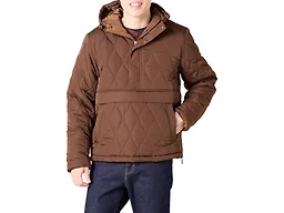 Amazon Essentials Men's Anorak Hooded Quarter-Zip Puffer Coat, Deep Brown, Medium