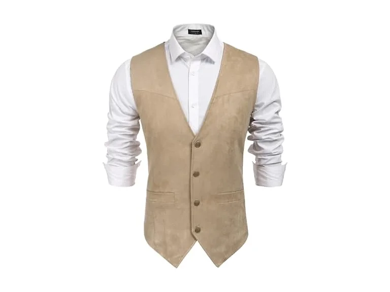 Coofandy Men (S) Western Vest Suede Cowboy Vest