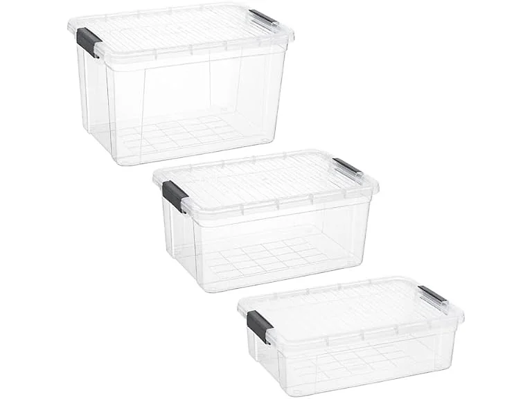 Superio Clear Storage Boxes with Lid, 3 Pack 