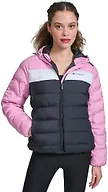 Champion Women's Quilted Hooded Packable Puffer, Mauve/Navy Combo, Small