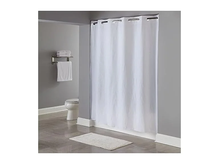 Hookless Vinyl Shower Curt - White Pin Dot