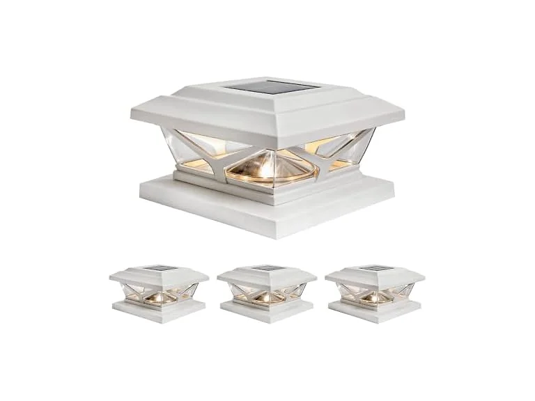 Home Zone Security 4-Pack Crown Style Solar Powered Post Cap Light