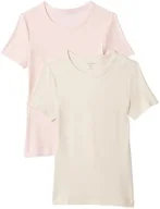 Amazon Essentials Women's Slim-Fit Short-Sleeve Crewneck T-Shirt, Pack of 2, Oatmeal Heather/Light Pink, Large