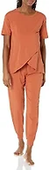 Amazon Essentials Women's Soft Cotton Modal Maternity and Nursing Pajamas, Short Sleeve Loungewear Sleepwear Set with Pants, Terracotta, X-Small
