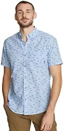 Eddie Bauer Men's Big & Tall Printed Baja Short-Sleeve Shirt Chambray Medium, Tall