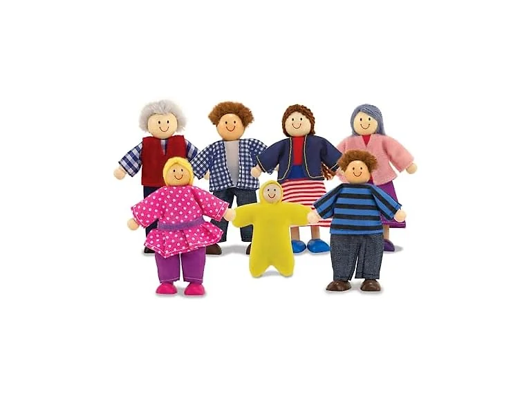 Melissa & Doug 7-Piece Poseable Wooden Doll Family