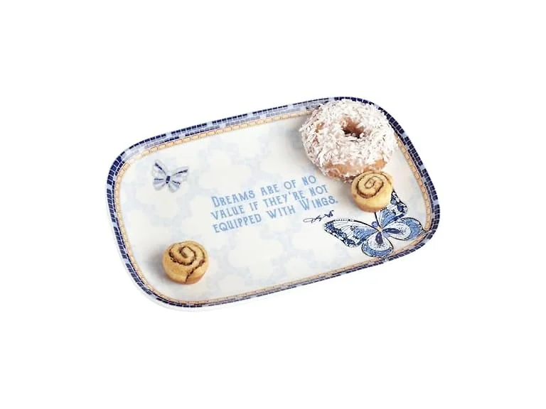 Dolly Parton Jeweled Mosaic Blue Butterfly Design Small Serving Tray 