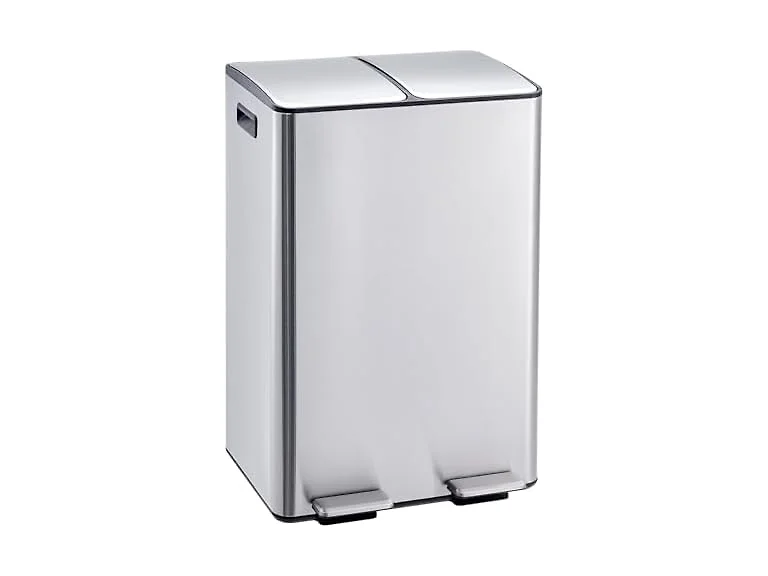 MOVECOM 8 Gal Step-On Trash Can Silver 2