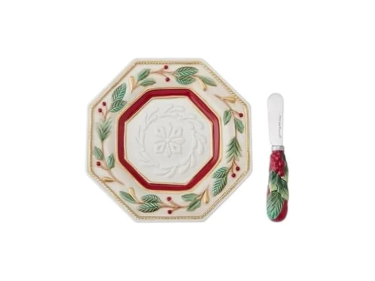 Fitz and Floyd Woodland Holiday Plate and Spreader Set