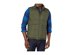 Amazon Essentials Men's Midweight Fleece-Lined Insulated Puffer Vest, Olive, X-Small