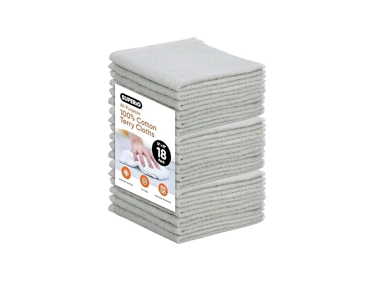 Superio Superio Cotton Terry Washcloths Grey