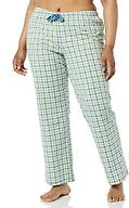 Amazon Essentials Women's Cotton Pajama Pants, Breathable Poplin Sleep Pant with Drawstring Elastic Waist, Blue Sage Green Gingham, Medium