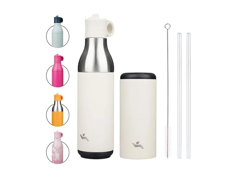 Konokyo Water Bottle with Straw, 13oz, Milky