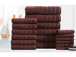 Bibb Home 42413PK Chocolate 18 Piece Egyptian Cotton Towel