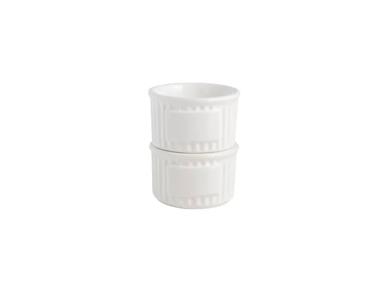 Mud Pie White Ceramic Stripe Personalize Ramekin Set