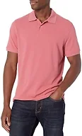 Amazon Essentials Men's Short Sleeve Slim-Fit Cotton Pique Polo Shirt, Breathable Collared, Washed Red, Medium