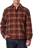 Amazon Essentials Men's Relaxed-Fit Long-Sleeve Flannel Shirt, Dark Chestnut Brown Red Simple Plaid, X-Large