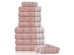 Kathy Ireland 4890 12-Piece Jacquard Stripe Kyoto Towel Se