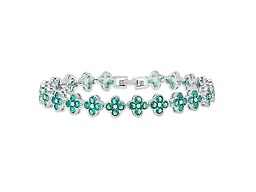 Saffron LGR-33-013B CZ Flower Charm Bracelet Silve