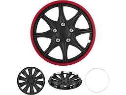 Cobra-Tek CBK-HP099-16-KR 4PC Hubcaps JDM Black w/Red Li