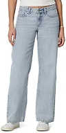 Amazon Essentials Women's Ultra Soft Low-Rise Wide Leg Jean, Tinted Ice Light Wash, 12