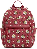 Premium Cotton Small Backpack, Maroon Red and Yellow Bandana Paisley, One Size